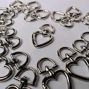 Heart-shaped Swivel Clasp - Platinum