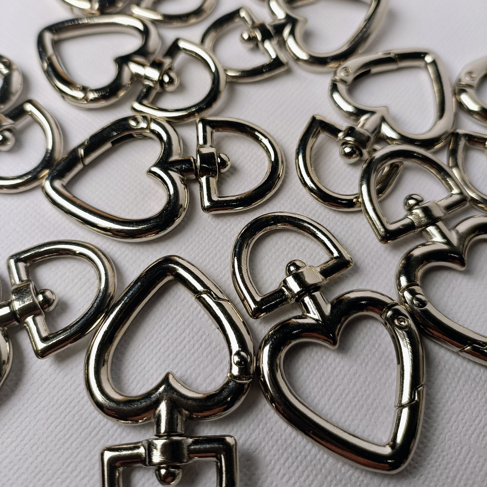 Heart-shaped Swivel Clasp - Platinum