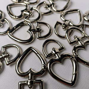 Heart-shaped Swivel Clasp - Platinum