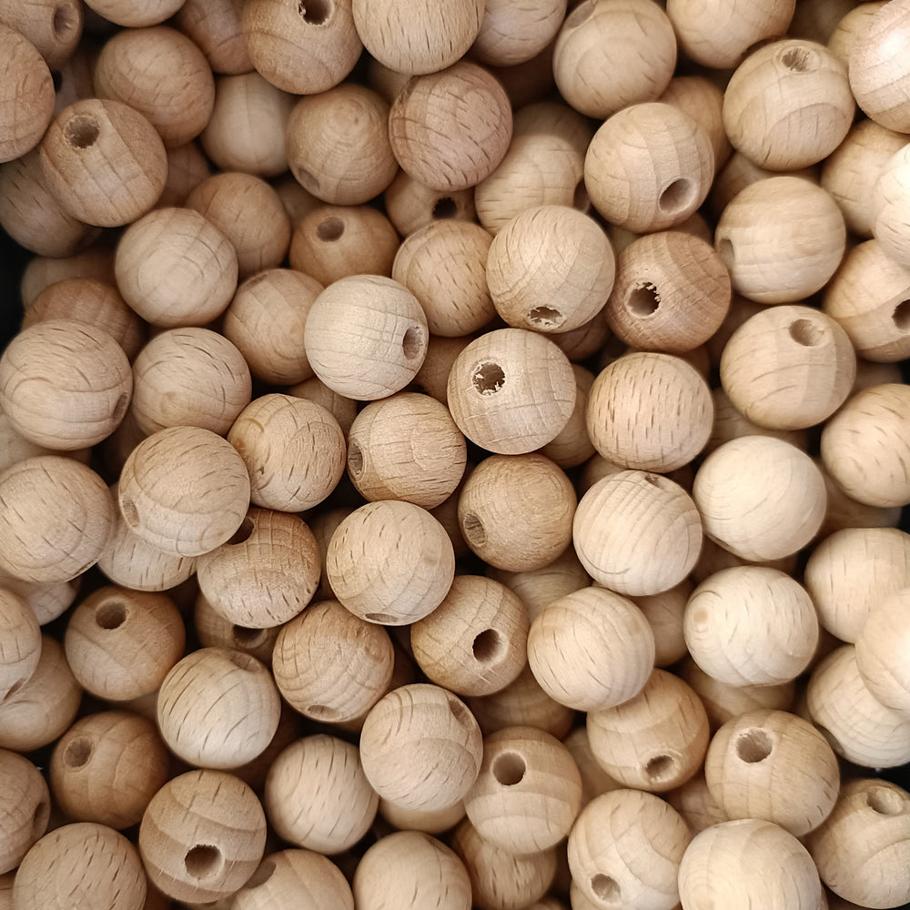 13mm Wood Beads (3mm Hole) - 5 Beads/pkg