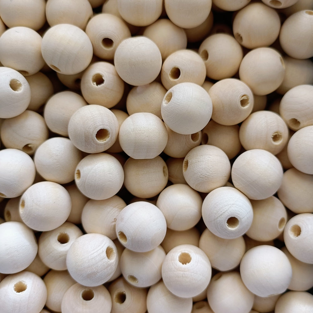 18mm Wood Beads (3mm Hole) - 5 Beads/pkg