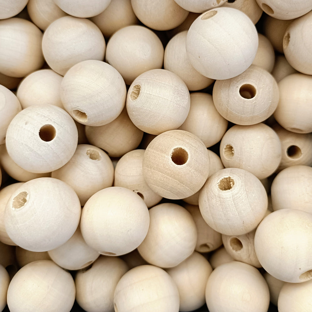 25mm Wood Beads (6mm Hole) - 5 Beads/pkg