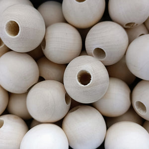 34mm Wood Beads (10mm Hole) - 2 Beads/pkg