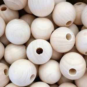 40mm Wood Beads (10mm Hole) - 2 Beads/pkg