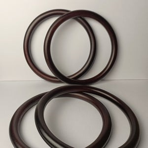 Pair of Wooden Bag Handle - Ring-shaped - Black Brown