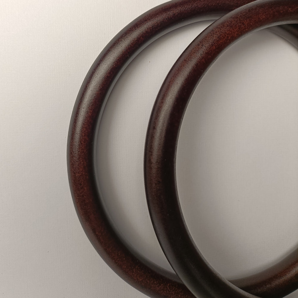 Pair of Wooden Bag Handle - Ring-shaped - Black Brown