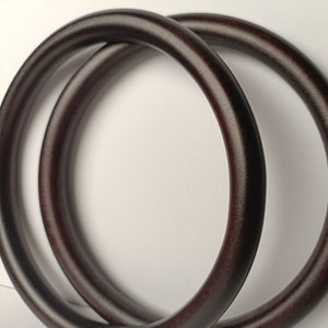 Pair of Wooden Bag Handle - Ring-shaped - Black Brown