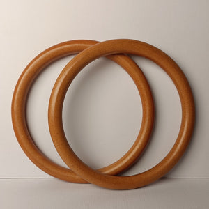 Pair of Wooden Bag Handle - Ring-shaped - Dark Brown