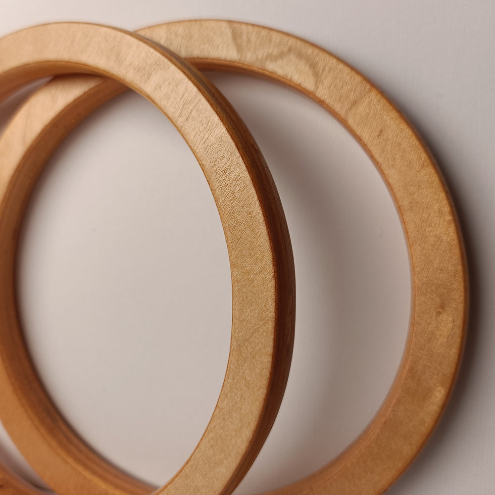 Pair of Wooden Bag Handle - Ring-shaped - Light Brown