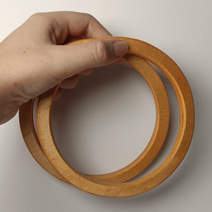 Pair of Wooden Bag Handle - Ring-shaped - Light Brown