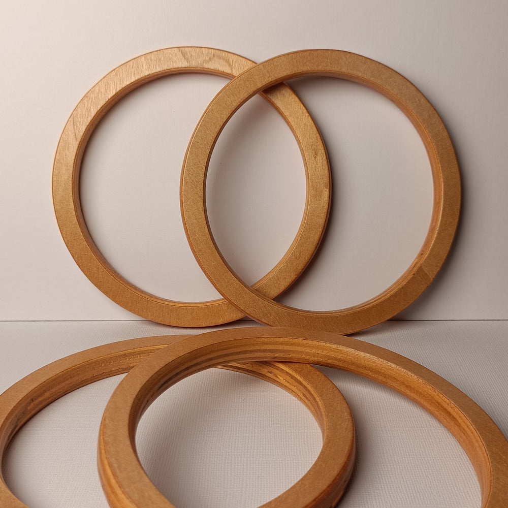 Pair of Wooden Bag Handle - Ring-shaped - Light Brown