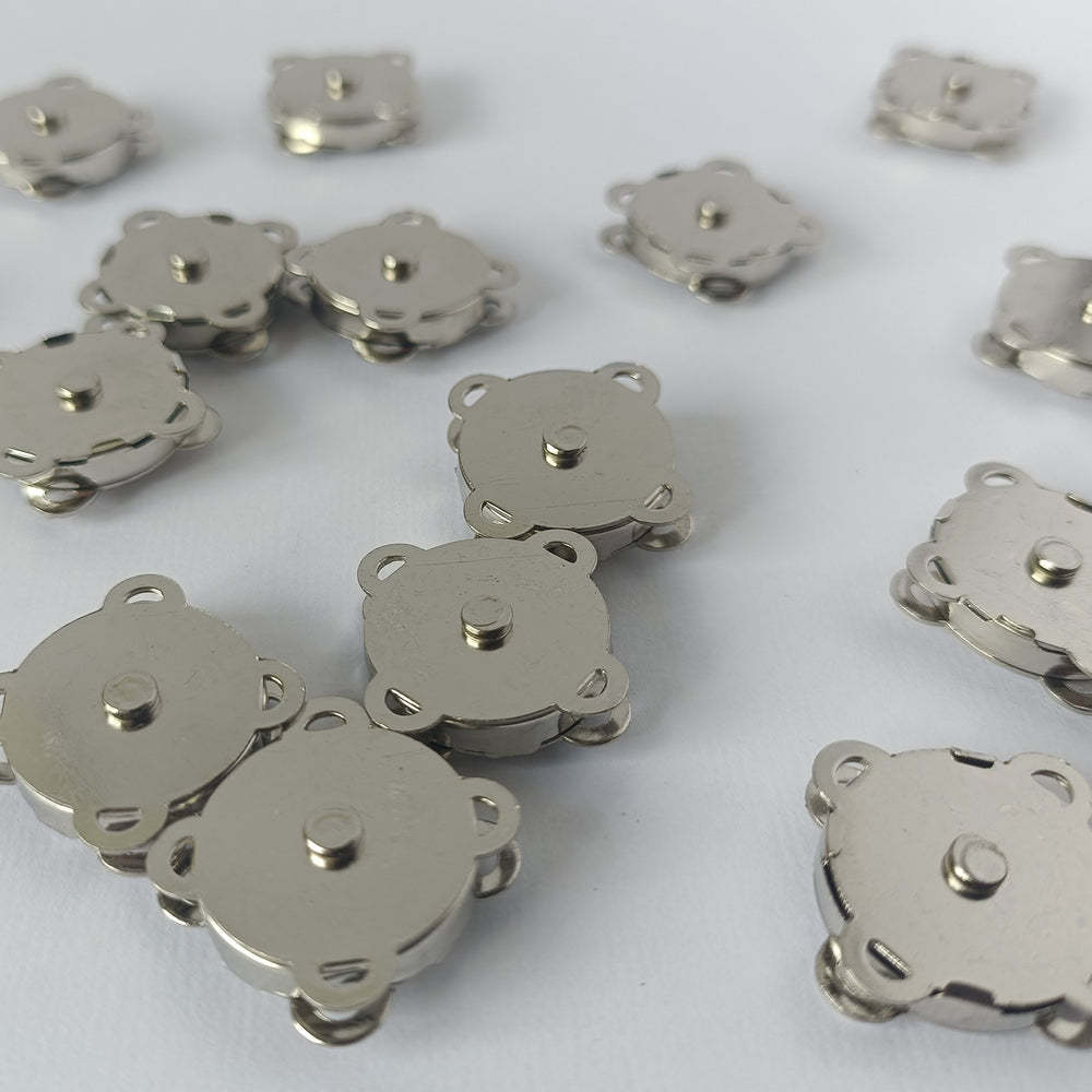 Set of Magnetic Square Snap Clasp - Platinum - 19mm