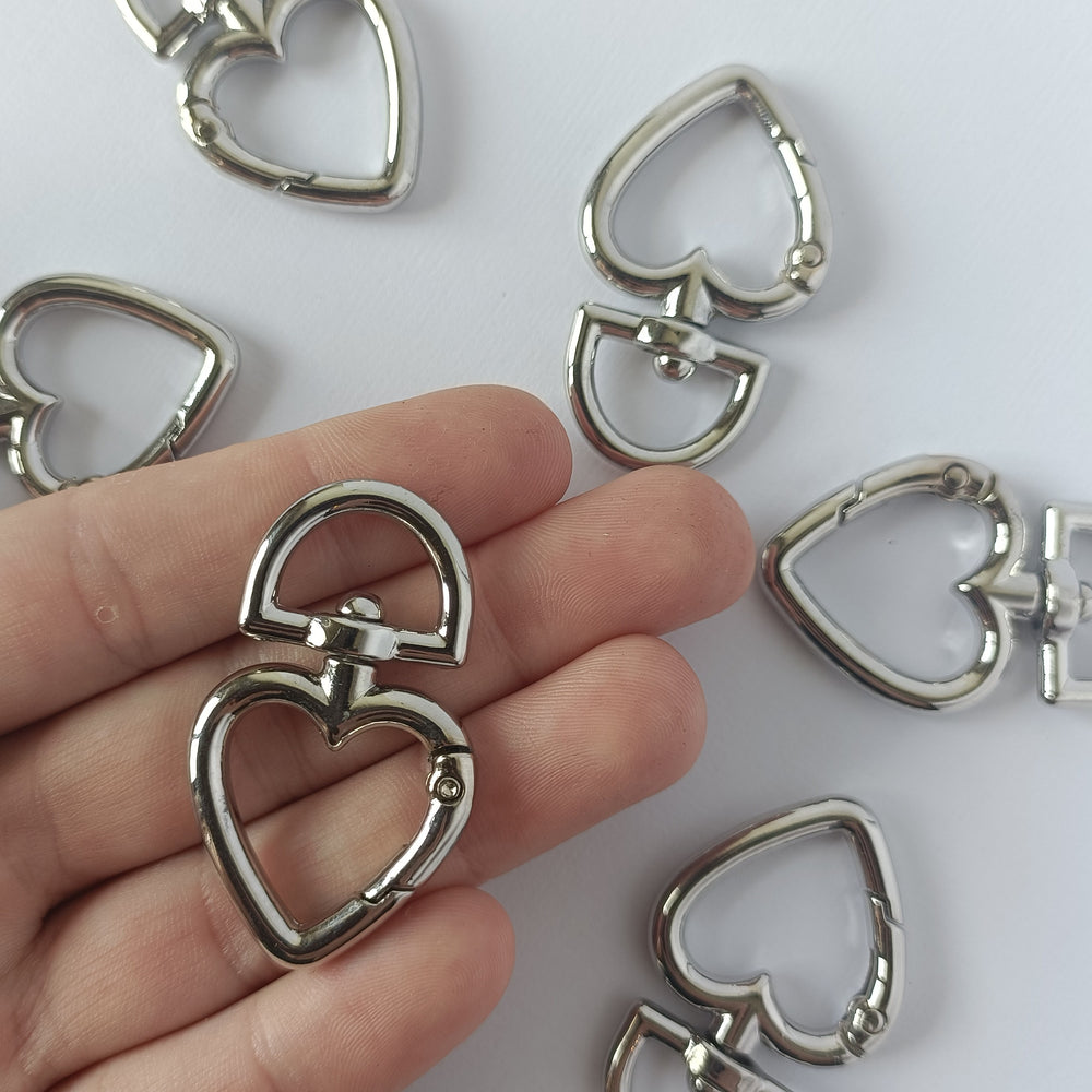 Heart-shaped Swivel Clasp - Platinum