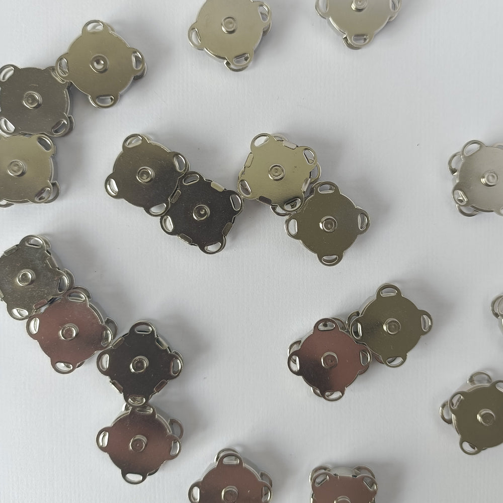 Set of Magnetic Square Snap Clasp - Platinum - 15mm