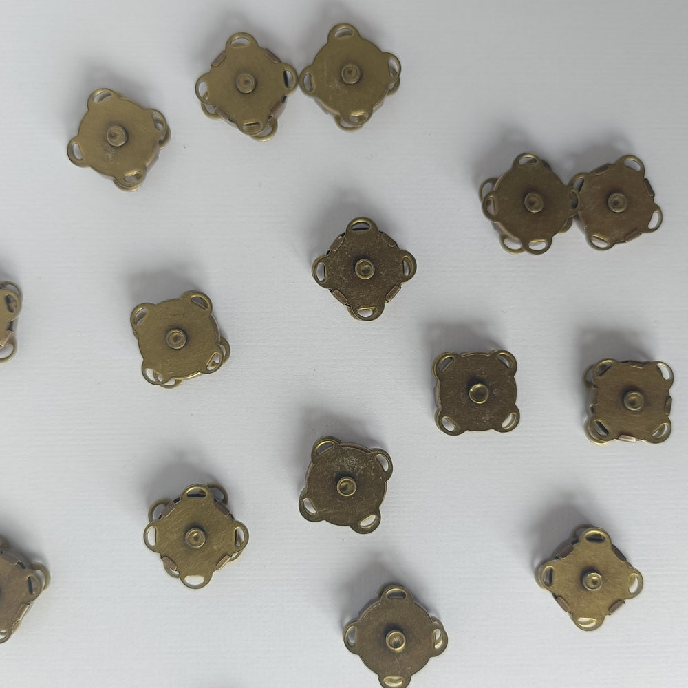 Set of Magnetic Square Snap Clasp - Antique Bronze - 15mm