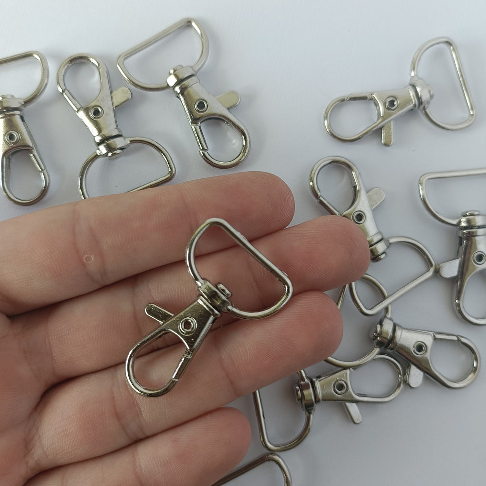 Swivel D Ring Lobster Claw Clasp - Platinum