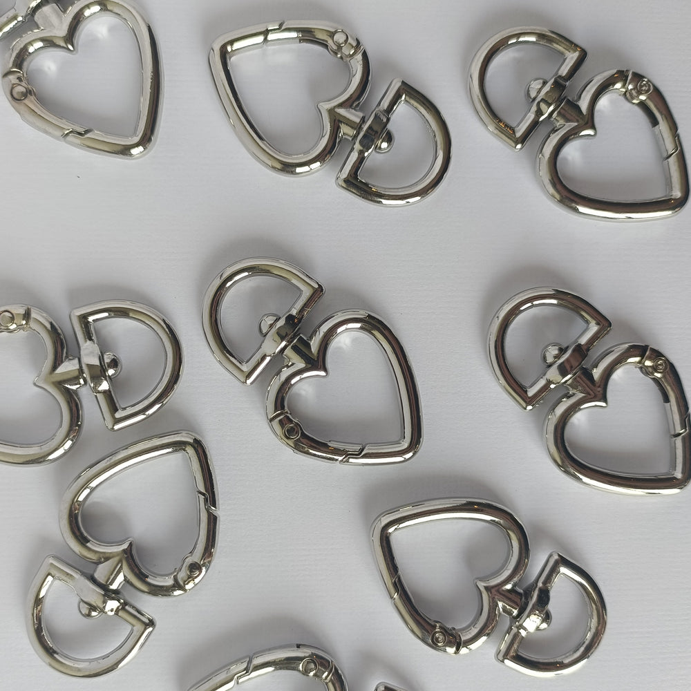 Heart-shaped Swivel Clasp - Platinum