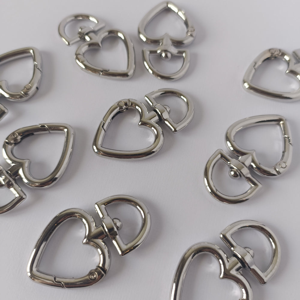 Heart-shaped Swivel Clasp - Platinum