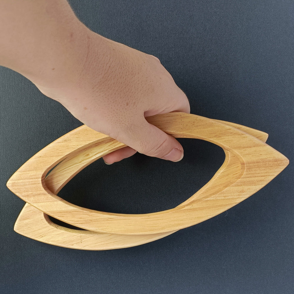 Pair of Wooden Bag Handle - Eye-shaped - Natural Color