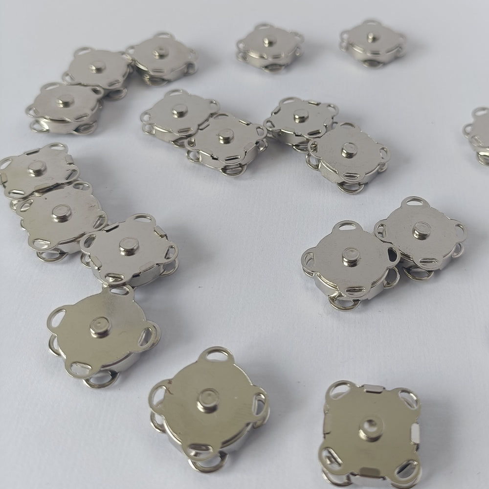 Set of Magnetic Square Snap Clasp - Platinum - 15mm