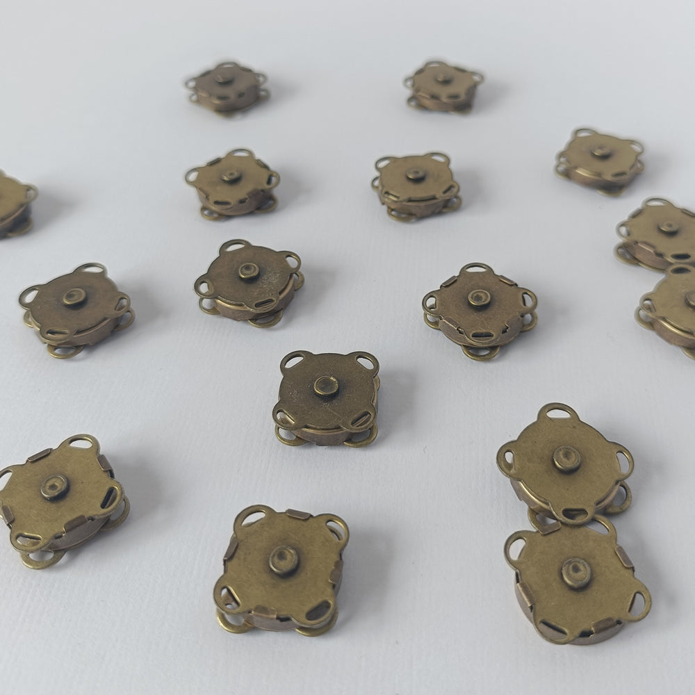 Set of Magnetic Square Snap Clasp - Antique Bronze - 15mm