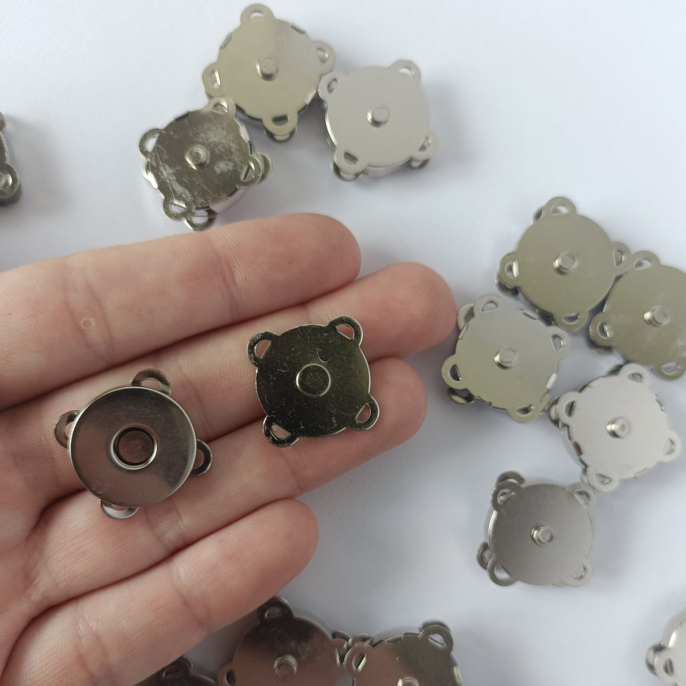 Set of Magnetic Square Snap Clasp - Platinum - 19mm