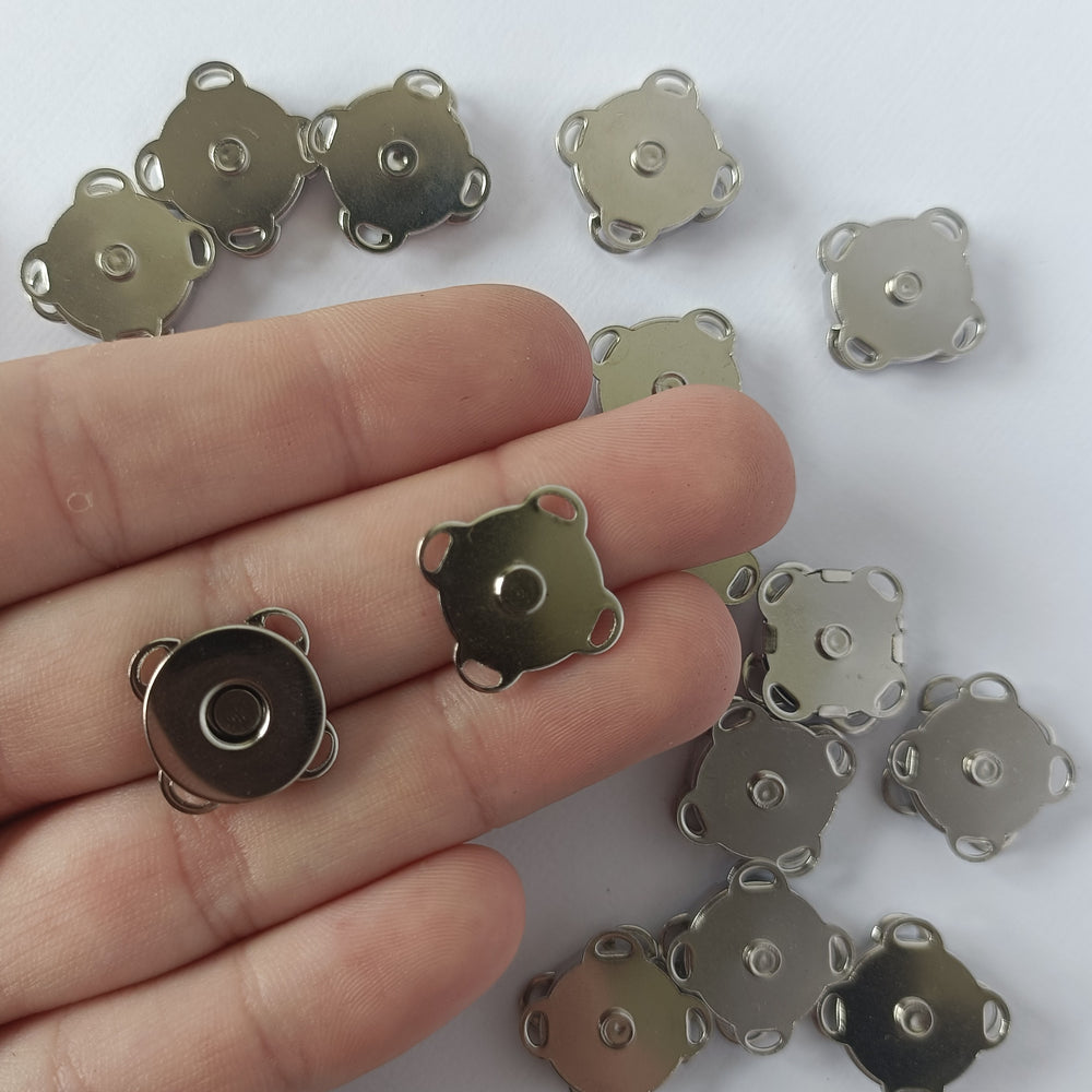 Set of Magnetic Square Snap Clasp - Platinum - 15mm