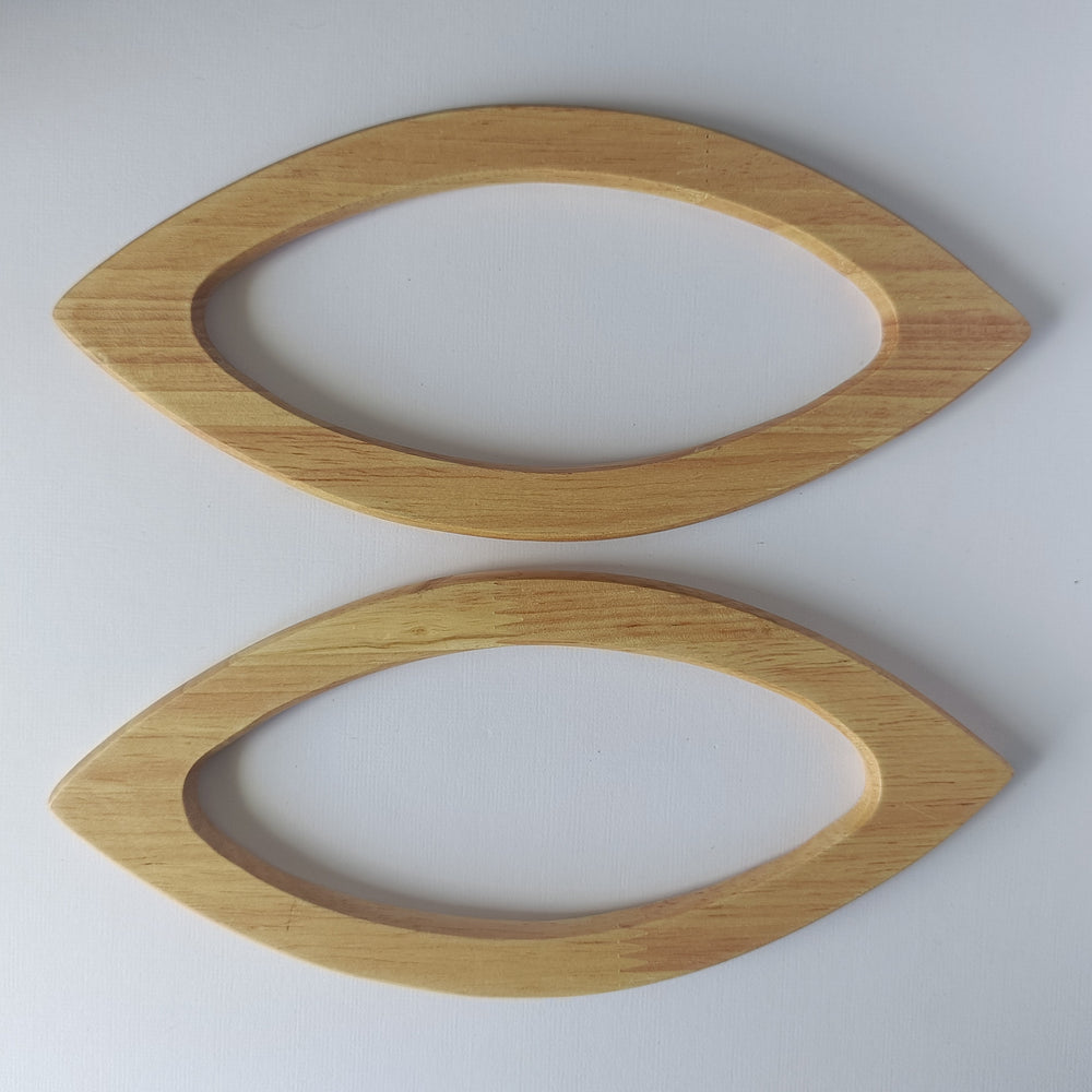 Pair of Wooden Bag Handle - Eye-shaped - Natural Color