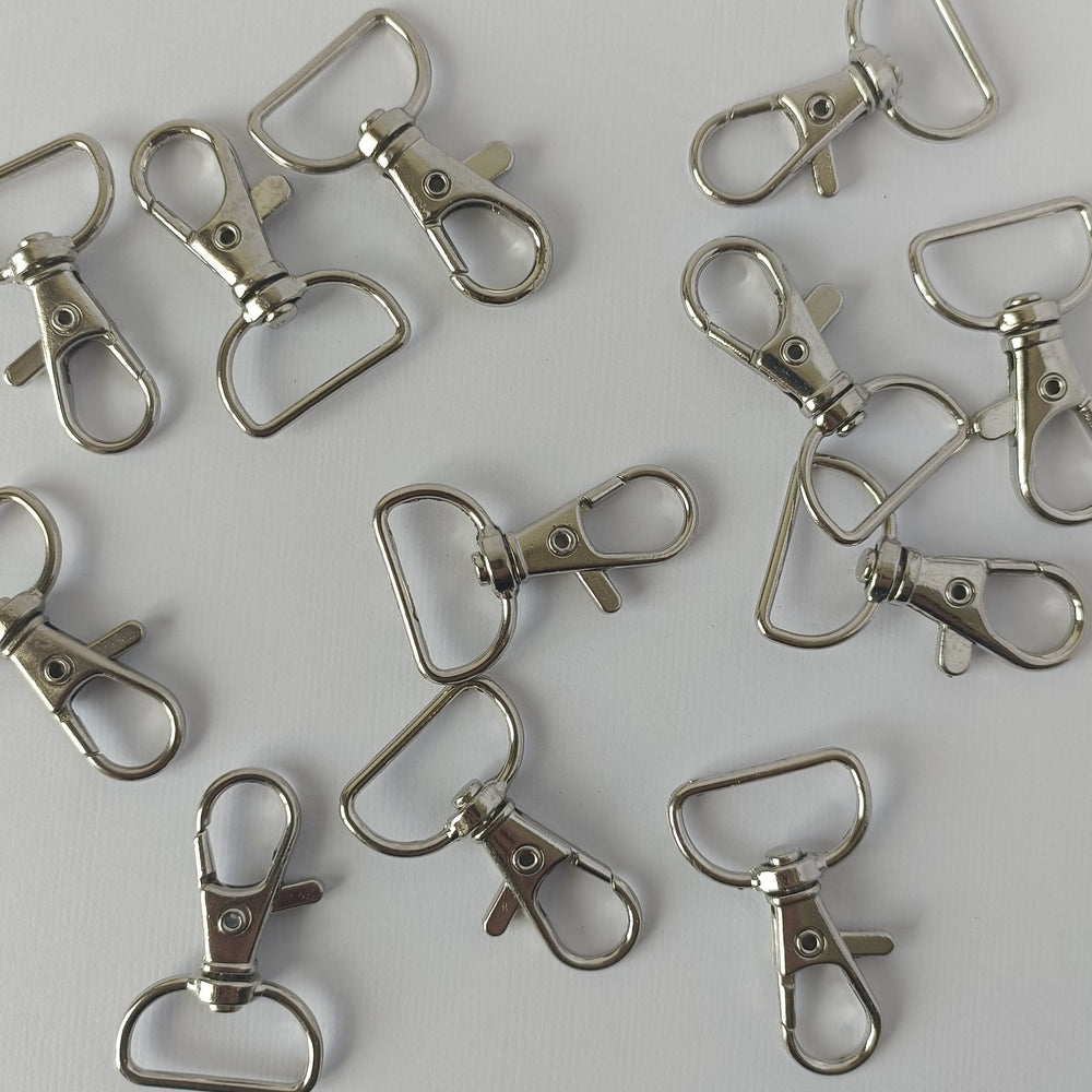 Swivel D Ring Lobster Claw Clasp - Platinum