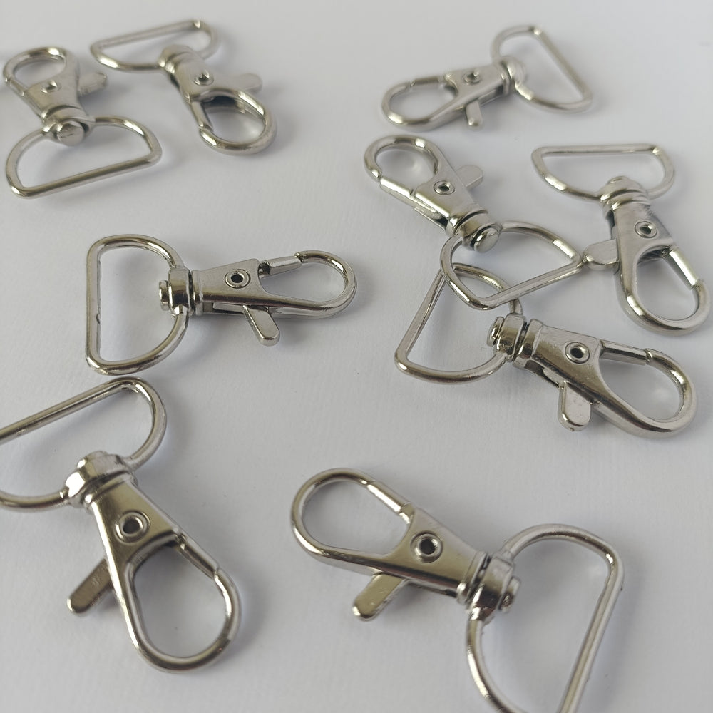 Swivel D Ring Lobster Claw Clasp - Platinum