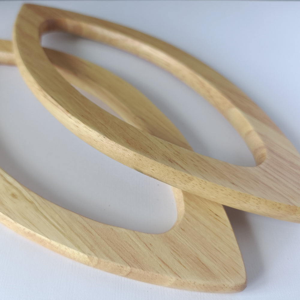 Pair of Wooden Bag Handle - Eye-shaped - Natural Color