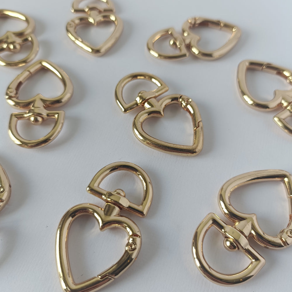 Heart-shaped Swivel Clasp - Light Gold