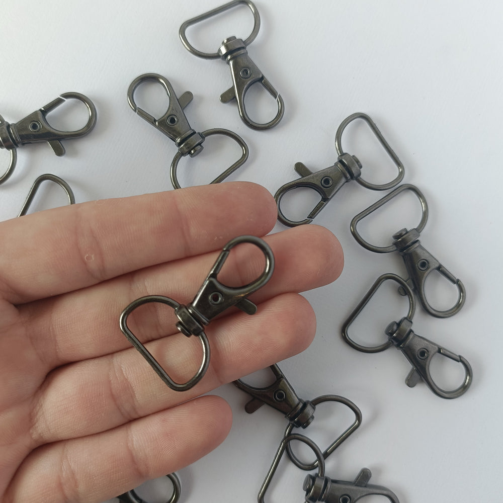 Swivel D Ring Lobster Claw Clasp - Gunmetal