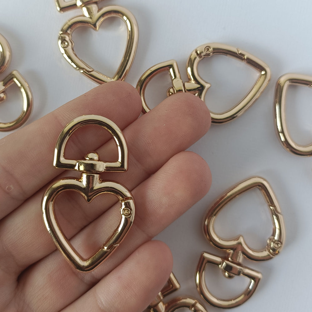 Heart-shaped Swivel Clasp - Light Gold