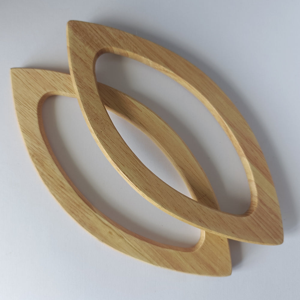 Pair of Wooden Bag Handle - Eye-shaped - Natural Color